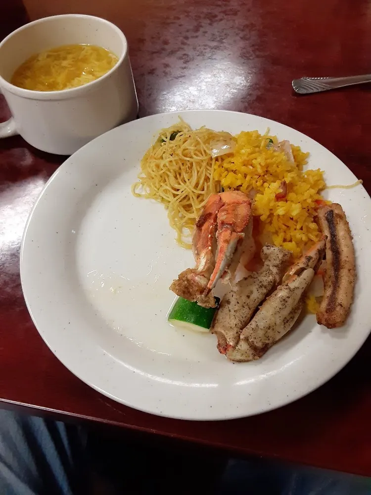 Fried Crab Legs Squid and Yellow Rice